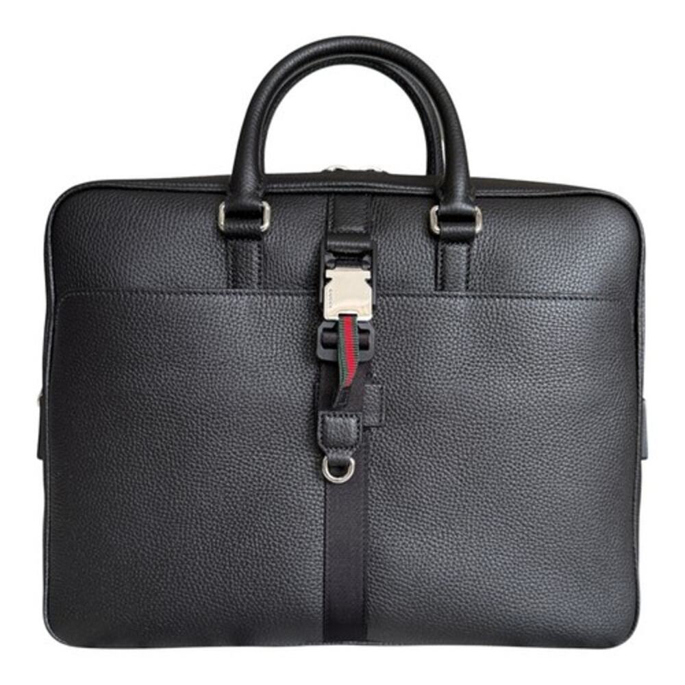 Gucci Medium Briefcase with Web Men's Black Full Grain Leather 816757 NWT - Picture 11 of 16